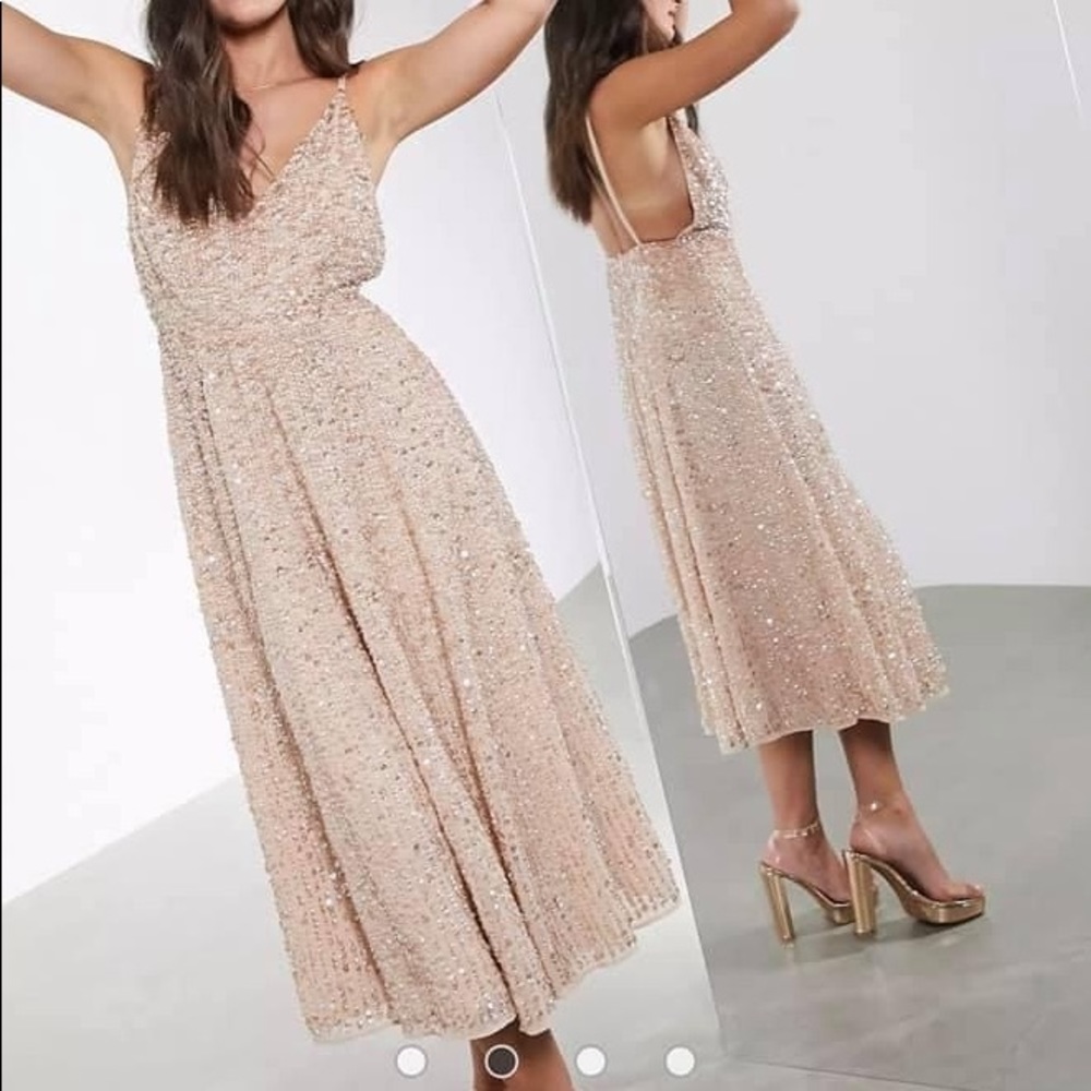 ASOS Blush Midi Embellished Dress